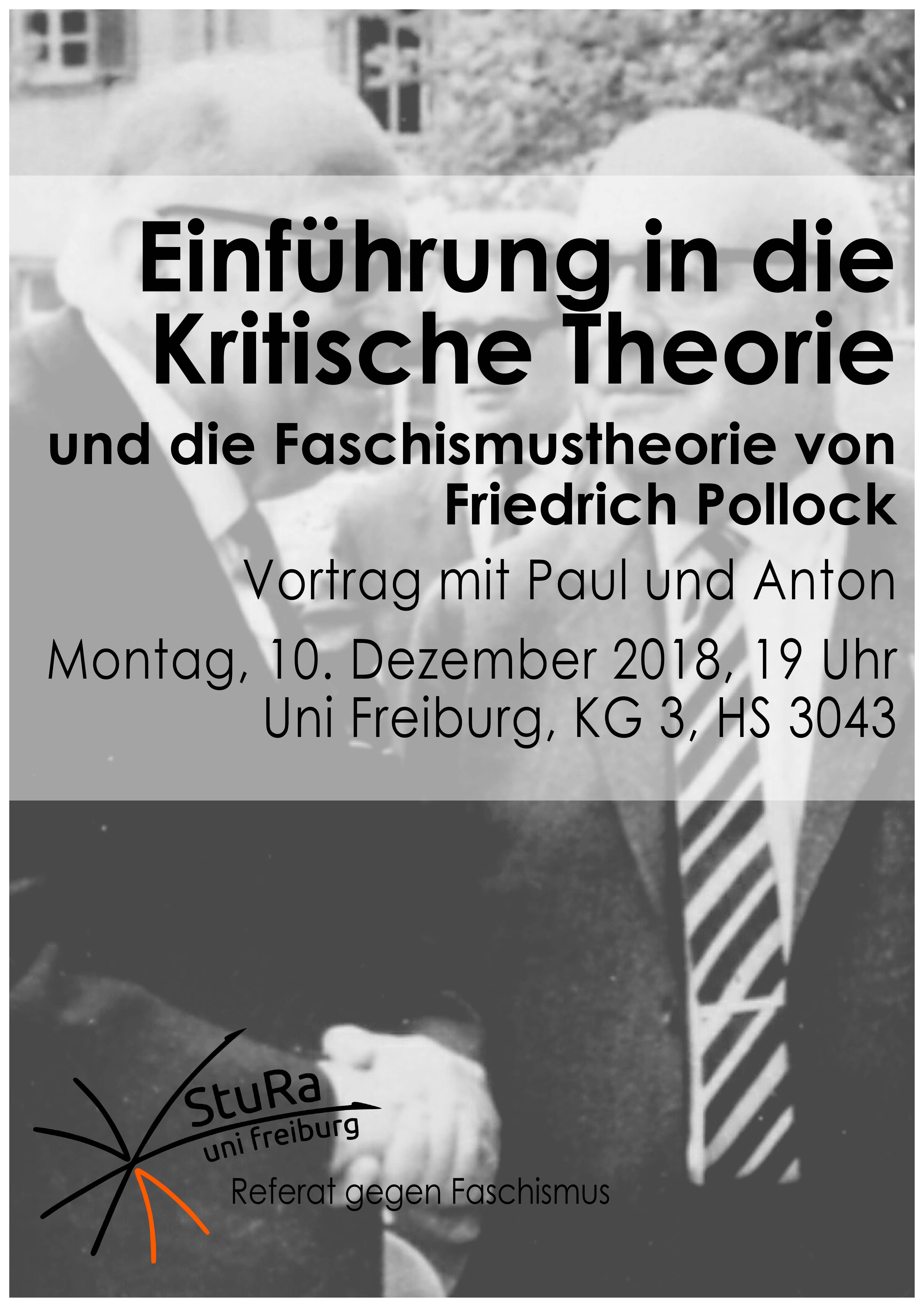 Plakat für einen Vortrag zur Kritischen Theorie am 10.12.18
