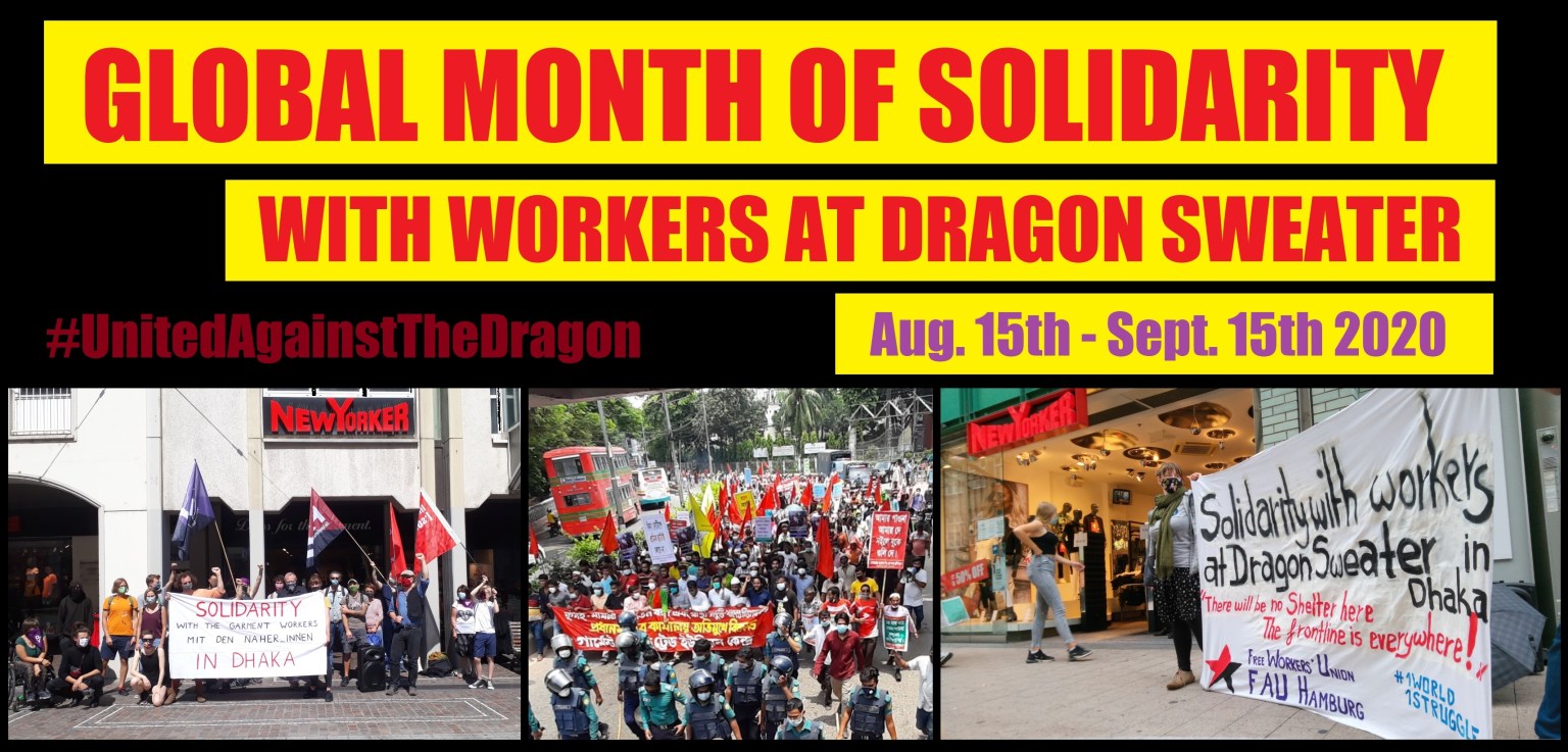 Global month of solidarity with workers at dragon sweater