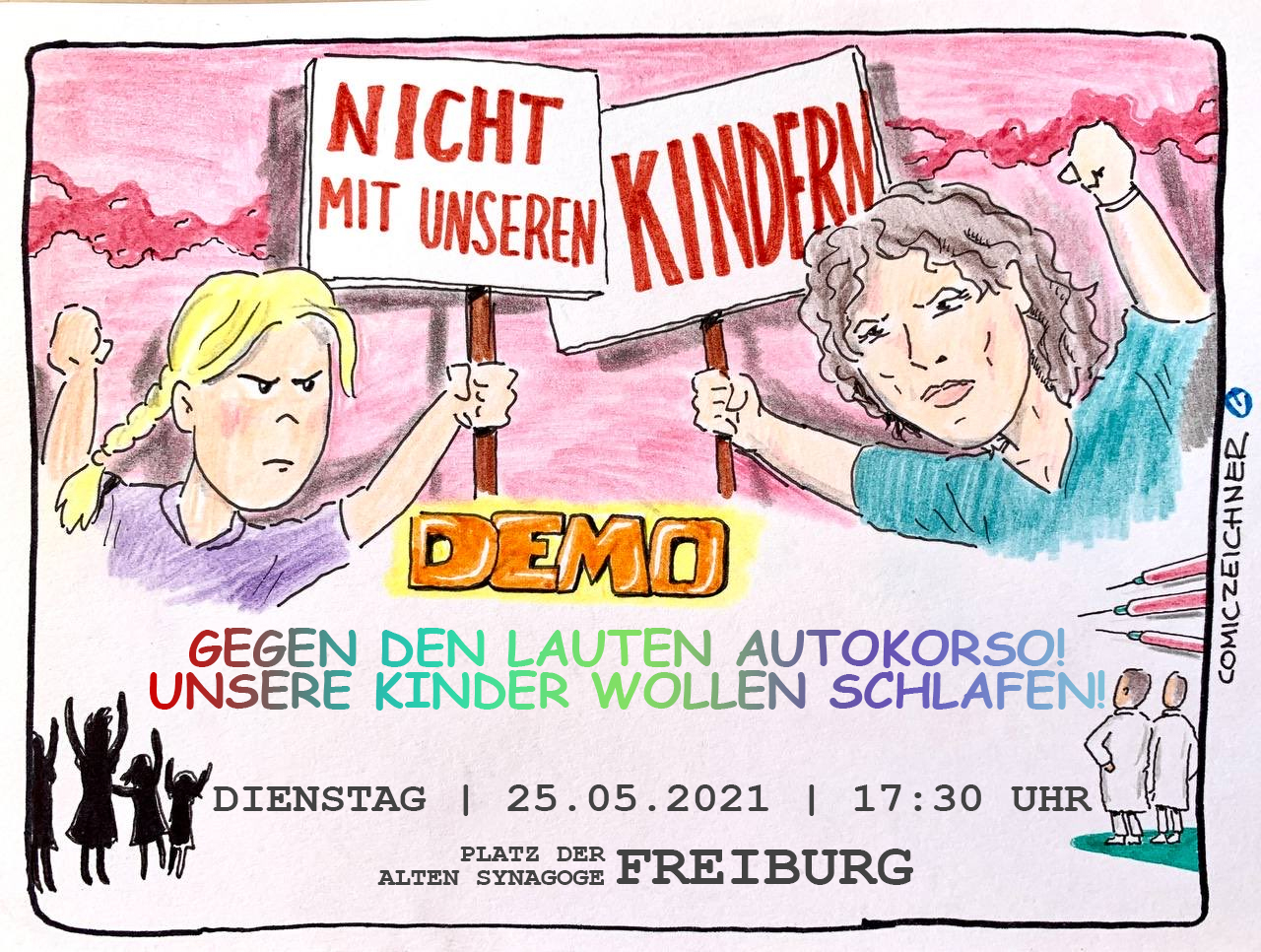 Plakat gegen den Autokorso in Freiburg