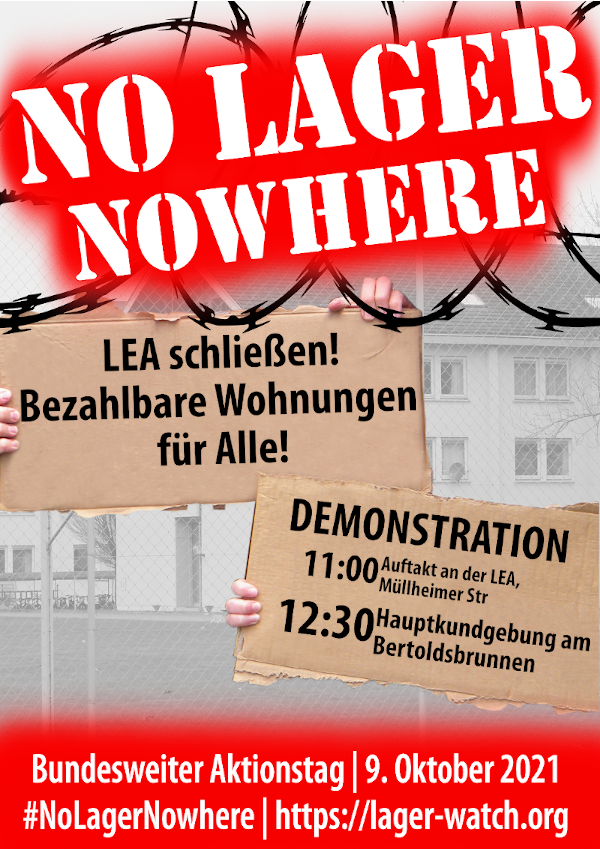 #NoLagerNowhere. LEA schließen! Bezahlbare Wohnungen für Alle!