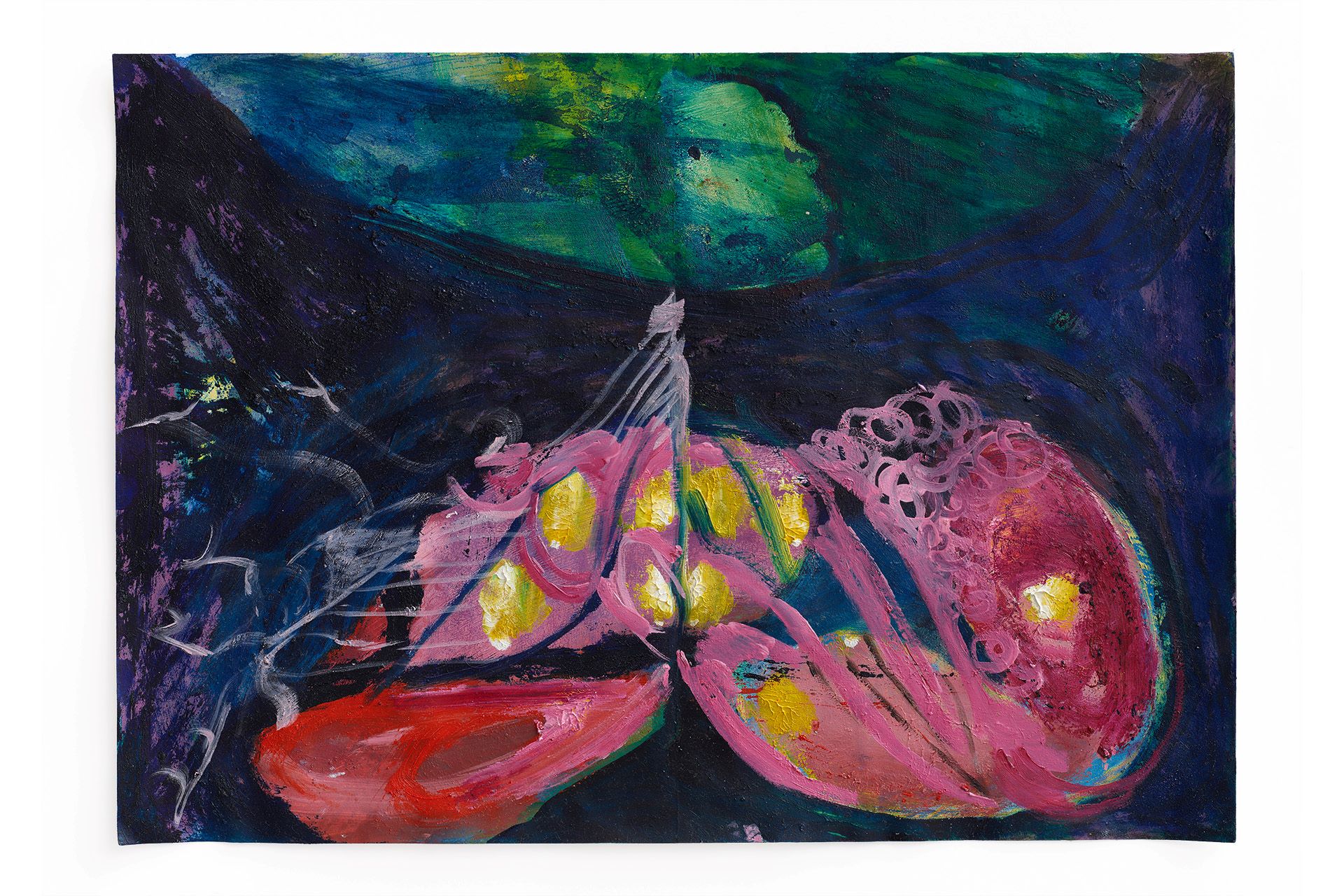 Abb.: Mirjam Walter, aus der Serie sprechen (arbeiten), 2024-2025, Mischtechnik auf Papier, 42 x 29,7 cm. Foto: Bernhard Strauss