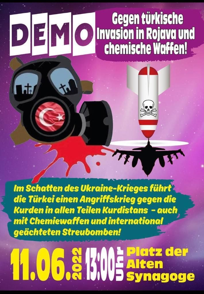 Demo in Freiburg gegen türkische Invasion in Rojava und chemische Waffen“.