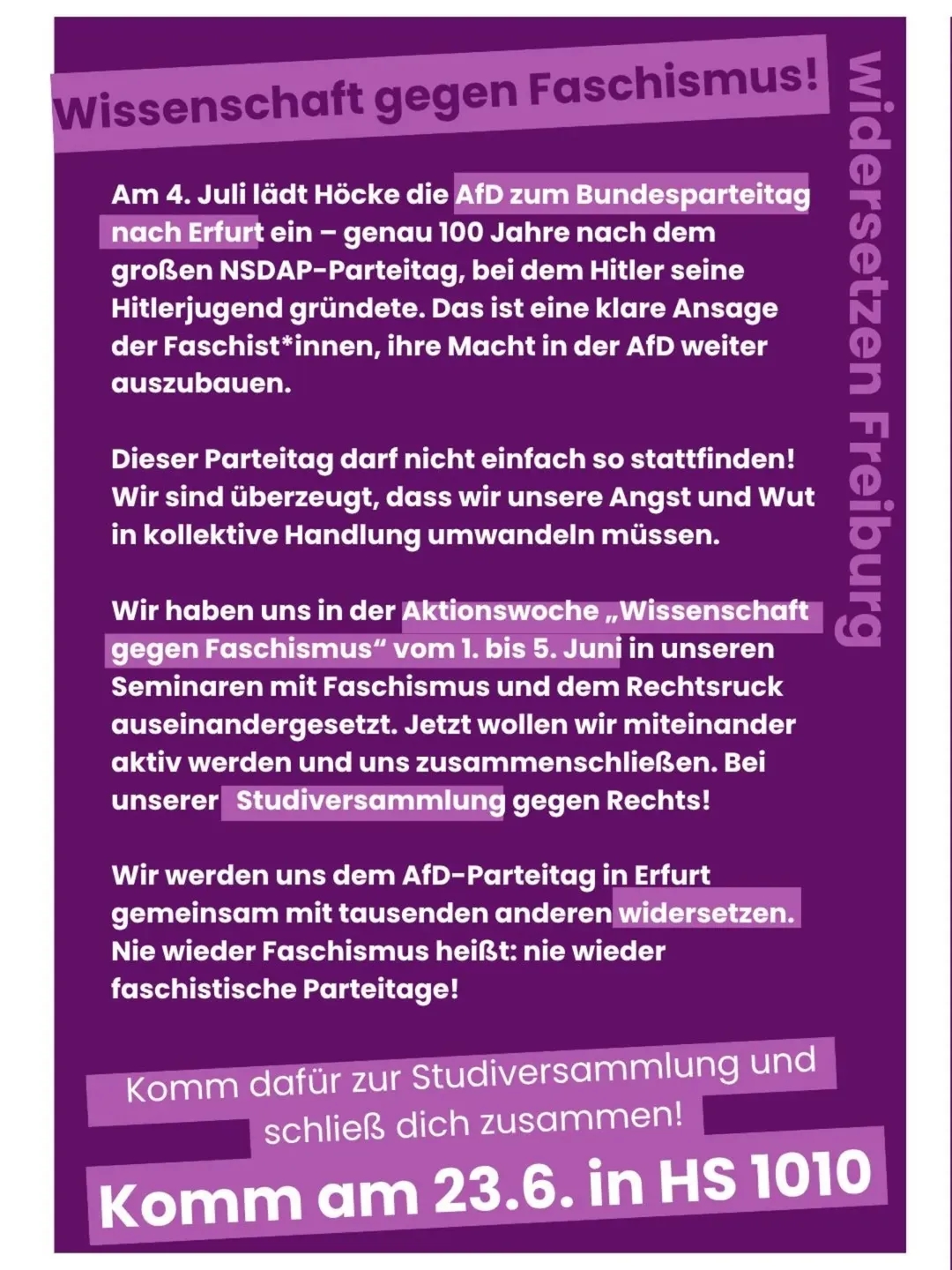 Infoflyer Wissenschaft gegen Faschismus