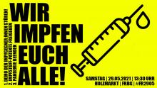 Plakat gegen Demo der Impfgegner:innen in Freiburg
