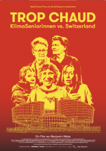 Das Poster zum Film: Der Hintergrund ist rot. Darauf in gelb Portraitbilder von vier älteren Frauen, im Vordergrund ebenfalls in gelb das Gerichtsgebäude des Europäischen Gerichtshofs für Menschenrechte